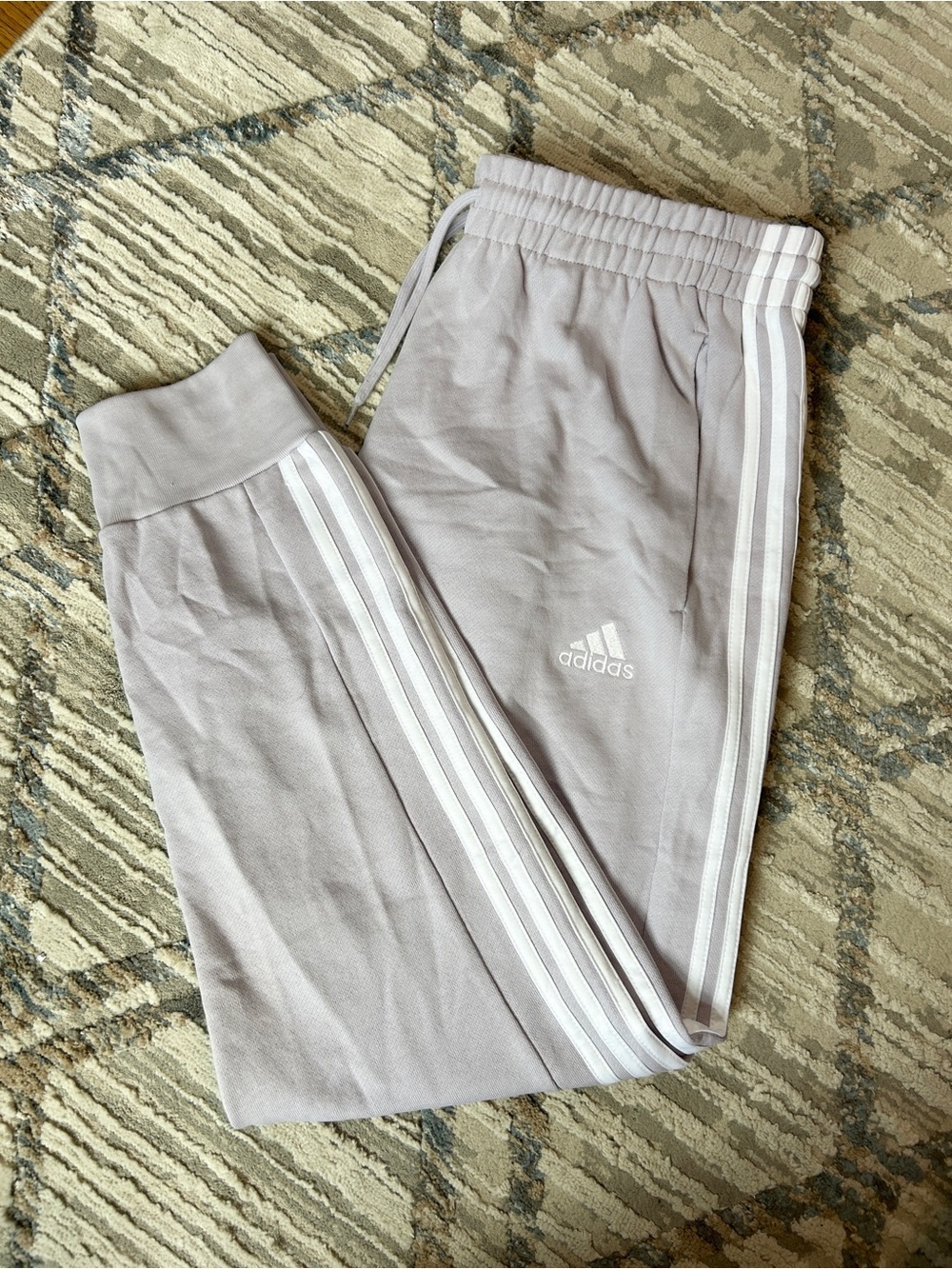 adidas Light Purple Joggers with White 3-Stripes
